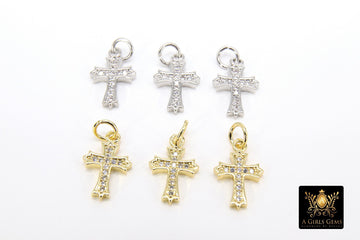 CZ Gold Silver Cross Charms